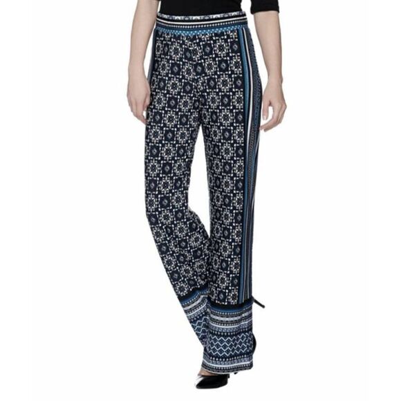 ATTITUDES BY RENEE PALLAZO PANTS BLUE & GRAY SZ.M NWT - Picture 1 of 8